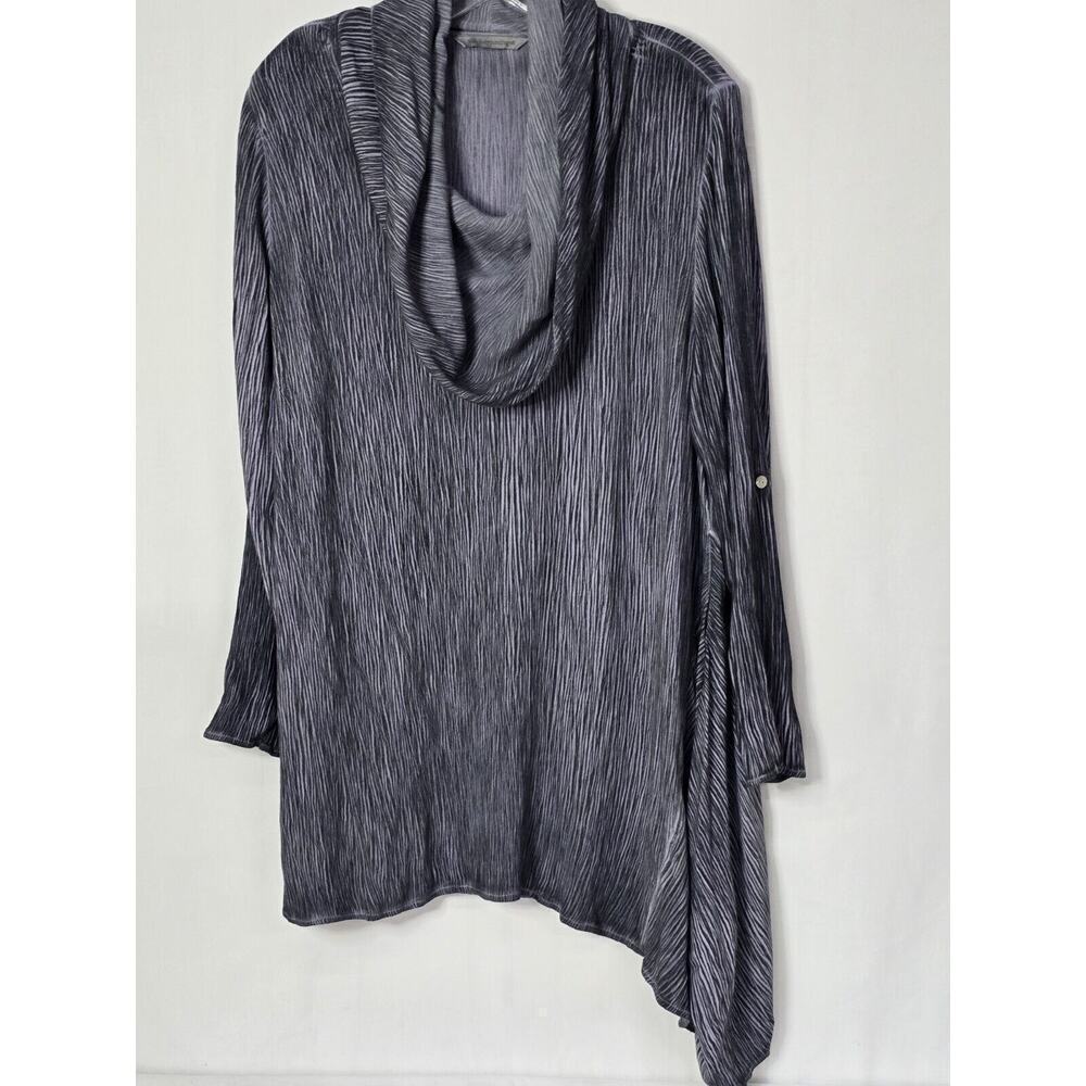 Soft Surroundings Blue Asymmetrical Gauze Tunic Top Cowl Neck Petite Large EUC